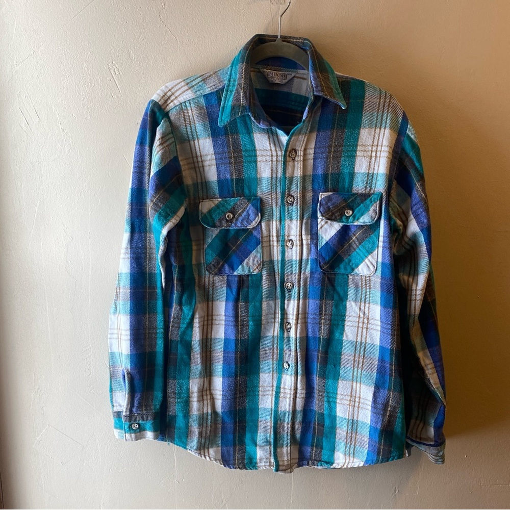 Five Brothers Teal and White Plaid Casual Shirt